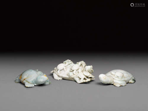 A group of three jadeite tortoises  20th century