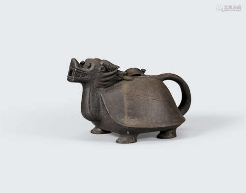 A large pottery mythical beast teapot