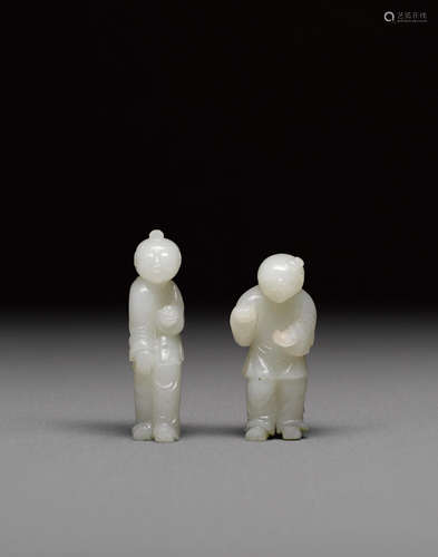 Two small jade figures of boys