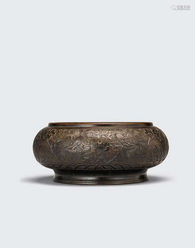 A cast bronze incense burner  Qing dynasty