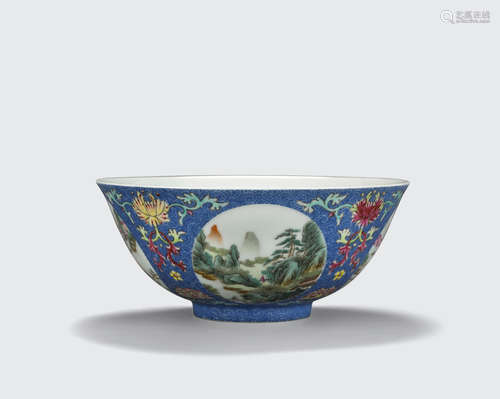 a famille rose and sgraffito decorated bowl  Daoguang mark