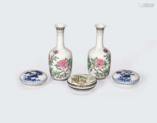 A group of five small porcelain decorations