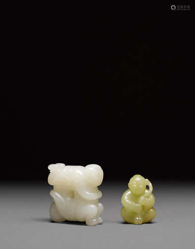 Two small jade figural carvings of boys