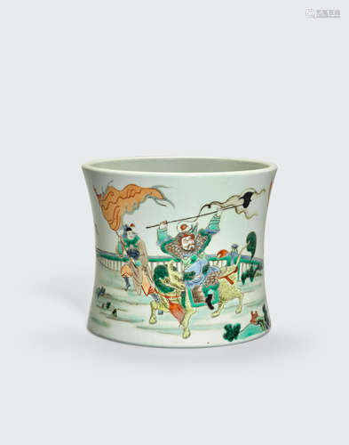 A famille rose enameled brushpot