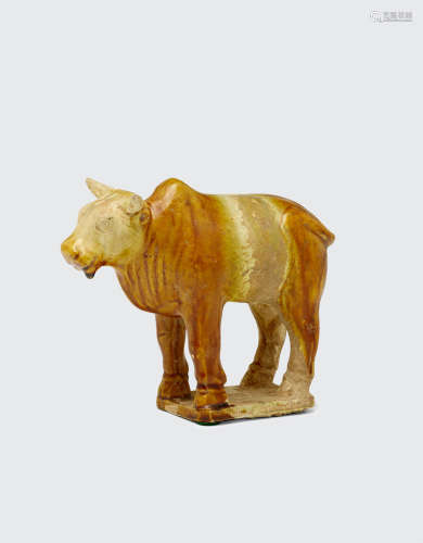 AN AMBER GLAZED MODEL OF AN OX   Early Tang dynasty