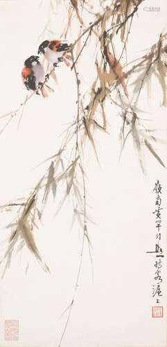 Huang Huanwu (1906-1985)   Sparrows and Bamboo