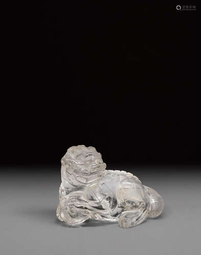 A hair-crystal carved seated fu-lion