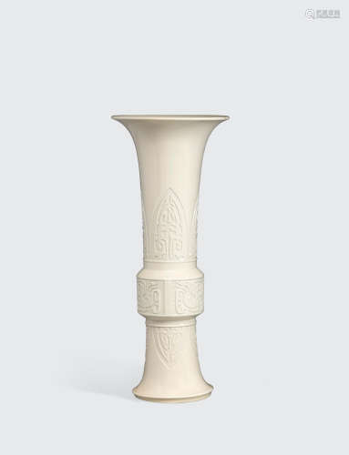 A Dehua gu-form beaker vase  18th century