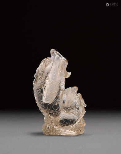 A rock crystal fish-form vase