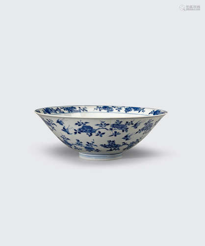 A blue and white porcelain bowl  Kangxi six-character mark and of the period