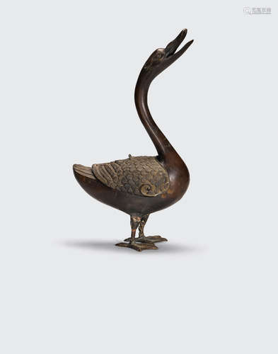 A bronze goose-form incense burner  17th century or later