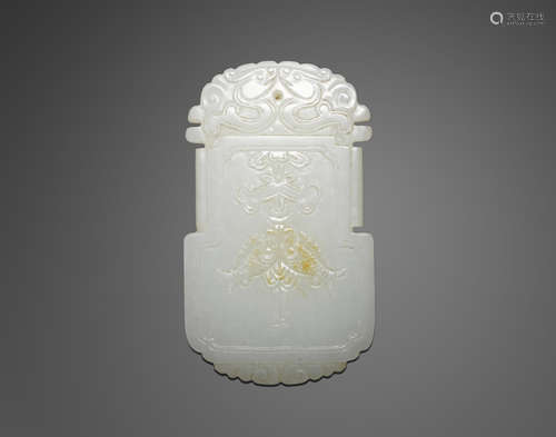 A carved jade plaque  19th century