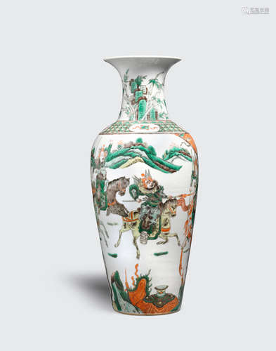 A famille verte enameled baluster vase   19th century