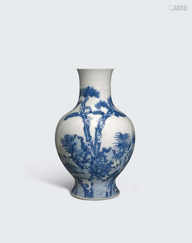 A blue and white baluster vase  Yongzheng mark, late Qing/Republic period