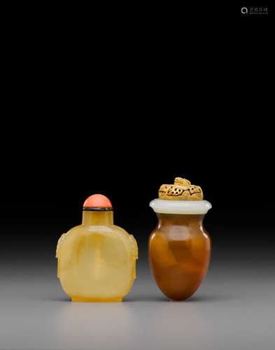 Two agate snuff bottles