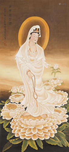 Xu Cao (1898-1961)   Guanyin on White Lotus, 1949