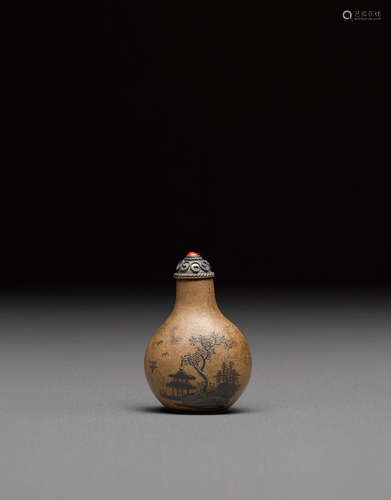 A slip-decorated Yixing snuff bottle   19th century