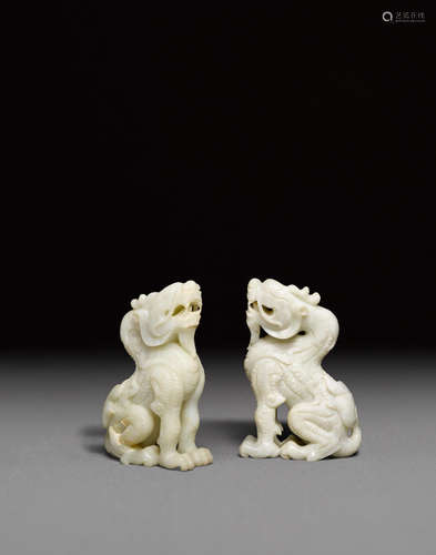 A pair of hardstone qilin   Contemporary