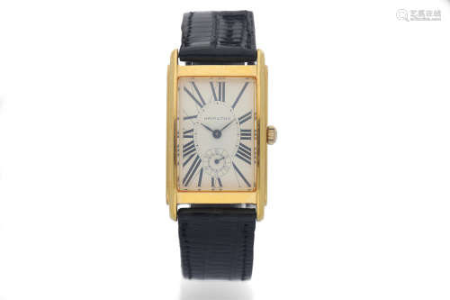 Hamilton. A Curved Gold Plated and Stainless Steel Quartz Rectangular Wristwatch