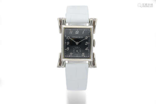 Tiffany & Co. A White Gold Wristwatch with Black Dial
