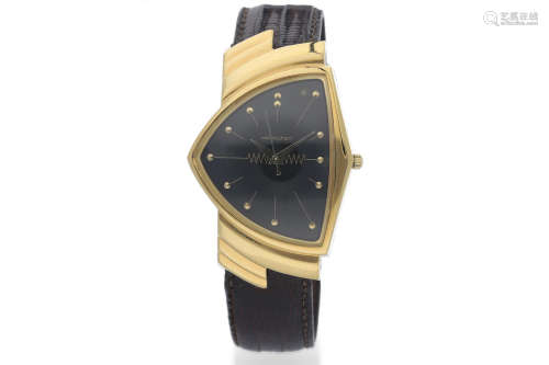 Hamilton. An Unusual Form Gold Plated and Stainless Steel Quartz Wristwatch