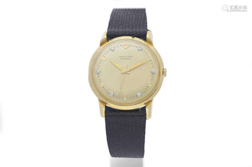 Hamilton. A 14K Yellow Gold and Diamond-Dial Wristwatch