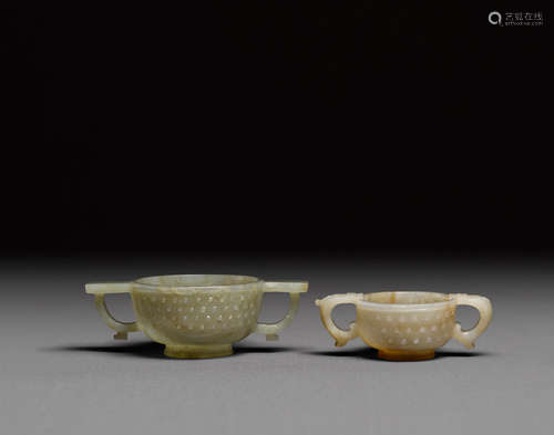 Ming dynasty Two carved jade libation cups