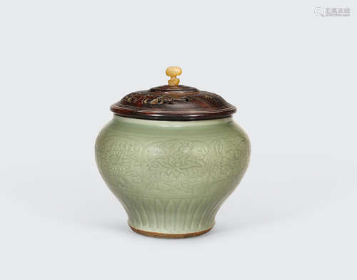 Ming dynasty A large Longquan celadon baluster jar, guan