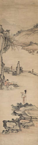 A set of four paintings of Figures in Landscape Yu Daonan (Qing dynasty)