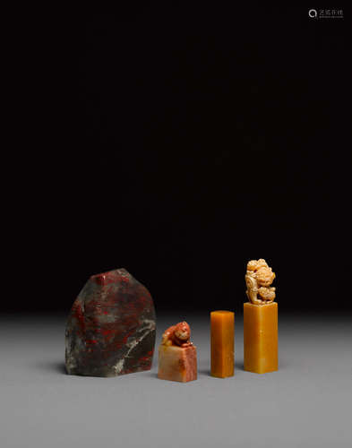 a group of four soapstone specimens