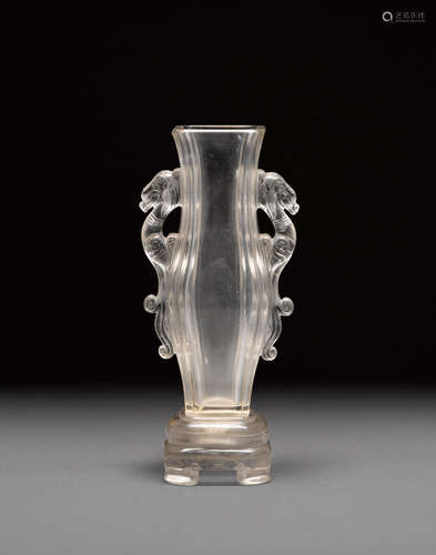 Qing dynasty A rock crystal hu-form vase and stand