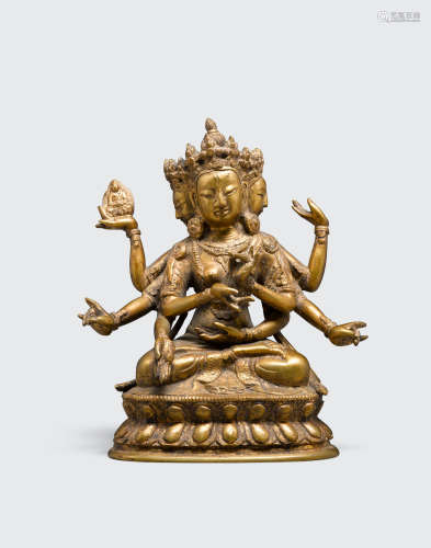 18th/19th century A cast bronze figure of Ushnishavijaya