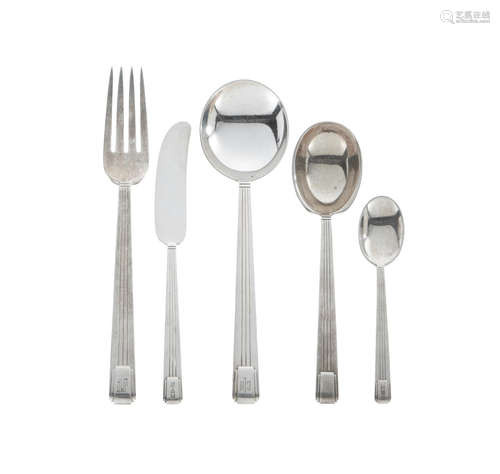 by TIffany & Co., New York, NY, 20th century  AN AMERICAN STERLING SILVER PARTIAL FLATWARE SERVICE