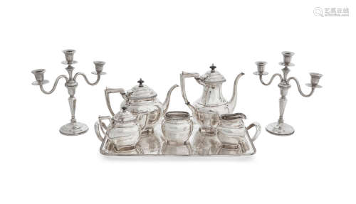 marked HY, 20th century  A Japanese 950 silver Six-piece tea and coffee service