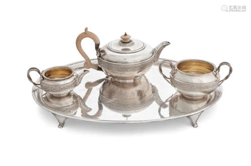 by John Emes, London, 1806-1807  A George III sterling silver Serpent motif three-piece tea service