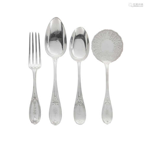 by TIffany & Co., New York, NY, 19th/20th century  A rare American sterling silver partial flatware service