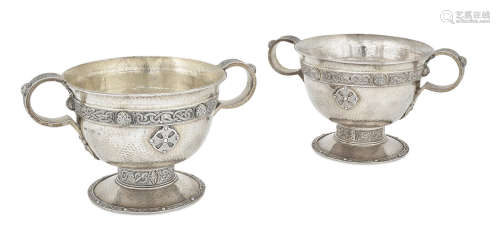 by Philip Hanson Abbot, London, retailed by Tiffany and Co., 1911/1913  A pair of English hammered sterling silver bowls