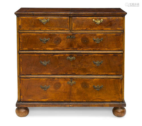 Early 17th century A Queen Anne inlaid walnut chest
