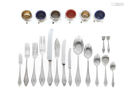 by Franz Bahner, Düsseldorf, 20th century  A German 800 standard silver partial flatware service