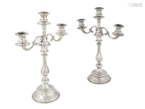 marked JB, 1872-1922  An pair of Austrian silver candelabras