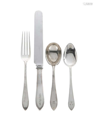 by TIffany & Co., New York, NY, 20th century  AN AMERICAN STERLING SILVER PARTIAL FLATWARE SERVICE