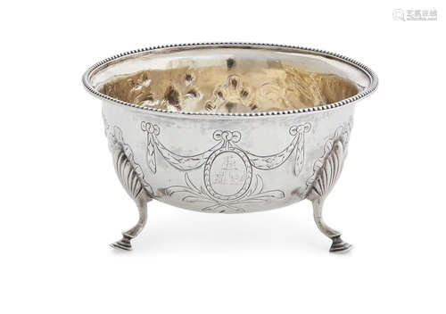 Dublin, 18th century  A George III sterling silver three footed bowl