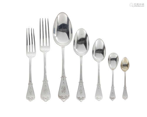 by TIffany & Co., New York, NY, 19th/20th century  AN AMERICAN STERLING SILVER PARTIAL FLATWARE SERVICE