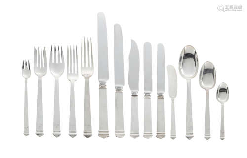 by TIffany & Co., New York, NY, 20th century  AN AMERICAN STERLING SILVER PARTIAL FLATWARE SERVICE