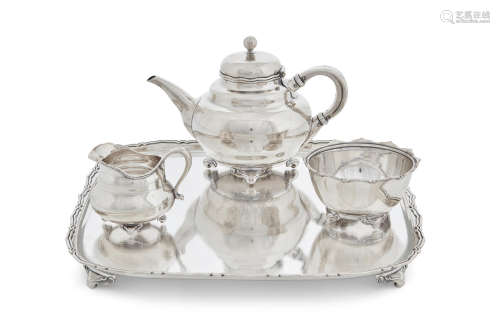 by Tiffany & Co., New York, marked with pattern numbers 4759, 5401 and 6003, 20th century  An American sterling silver 4-piece tea service
