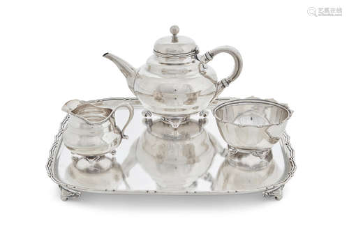 by Tiffany & Co., New York, marked with pattern numbers 4759, 5401 and 6003, 20th century  An American sterling silver 4-piece tea service