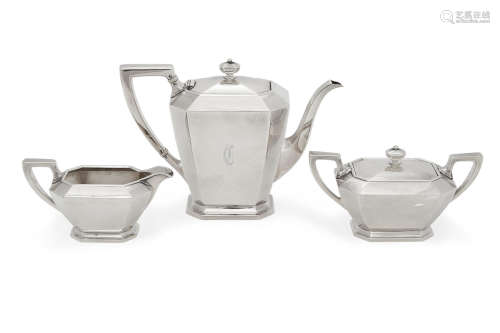 by Gorham Mfg. Co., Providence, RI, 20th century  An American sterling silver three piece tea service