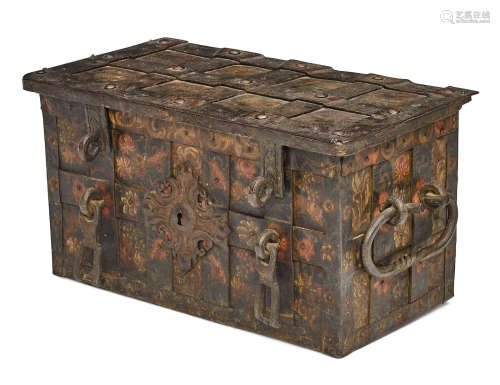 Probably Nuremberg, 17th century A German Painted Iron Strongbox