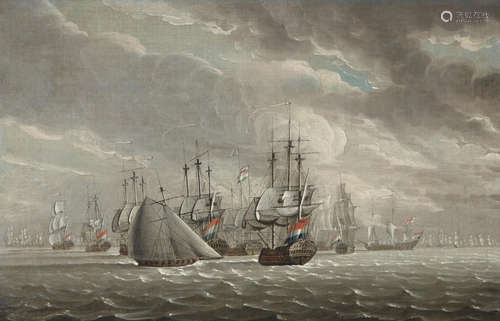 The Dutch fleet in formation offshore; also a companion painting (a pair) each 13 3/4 x 22 1/2in (35 x 57.2cm) Dutch School(19th century)