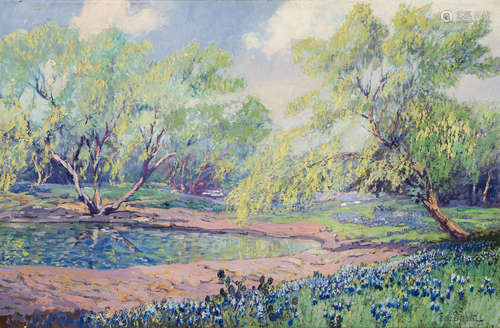 The Blue Bonnets 21 x 32in (53.3 x 81.3cm) Franz Strahalm(1879-1935)